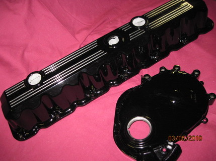 Custom Jeep 4.0 valve and timing covers in Ink Black